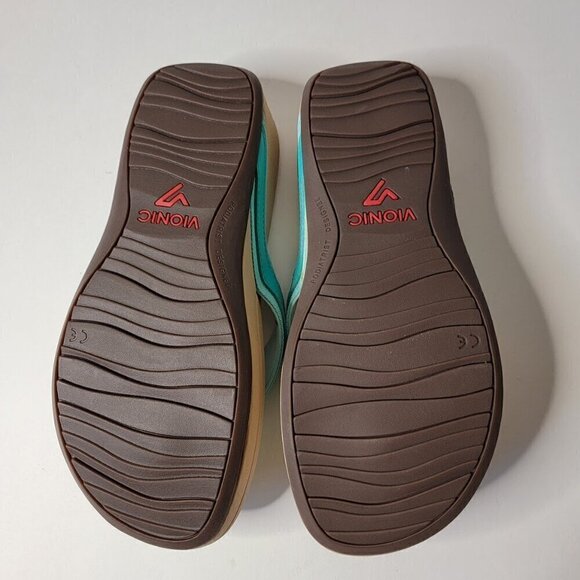 Vionic High Tide Wedge Sandal Cute Summer Thong Flip Flops Ocean - Size 6 Wide - Picture 9 of 10